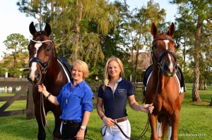 Diamante Farms is excited to introduce Sir Galanto and Winchester to the 2016 Adequan Global Dressage Festival. From left to right: Sir Galanto, Terri Kane, Devon Kane, and Winchester (Photo courtesy of Jack Mancini)