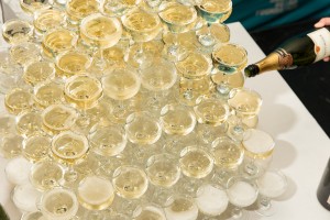 filled champagne glasses